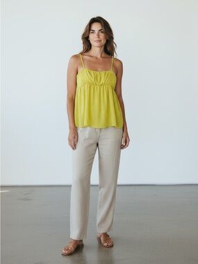 NWT Free People Citrus Yellow Striped Spaghetti Strap Camisole Size XS